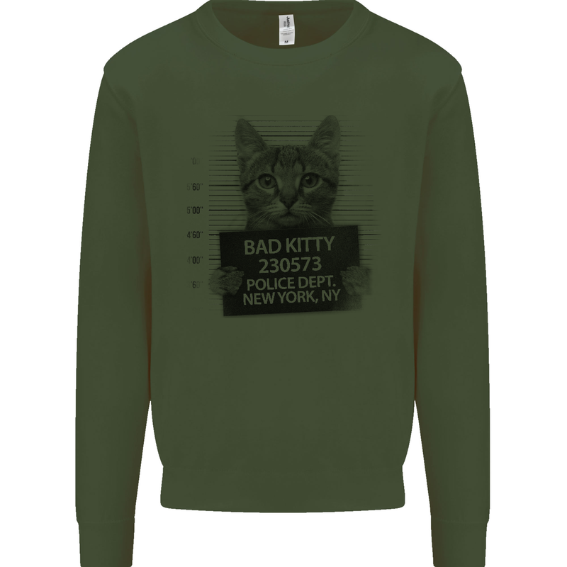 Bad Kitty New York City Police Dept. Kids Sweatshirt Jumper Forest Green