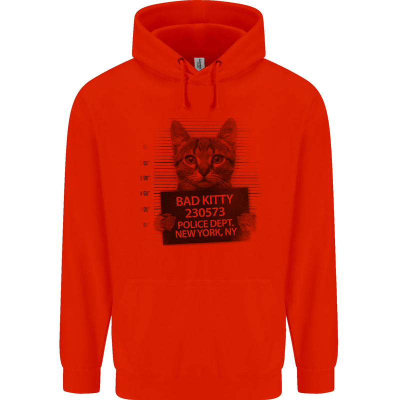 Bad Kitty New York City Police Dept. Mens 80% Cotton Hoodie Bright Red