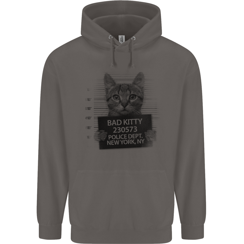 Bad Kitty New York City Police Dept. Mens 80% Cotton Hoodie Charcoal
