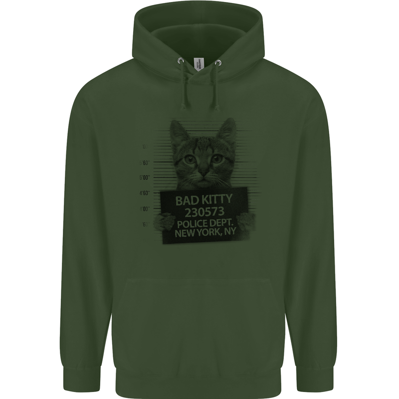 Bad Kitty New York City Police Dept. Mens 80% Cotton Hoodie Forest Green