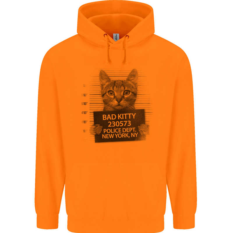 Bad Kitty New York City Police Dept. Mens 80% Cotton Hoodie Orange