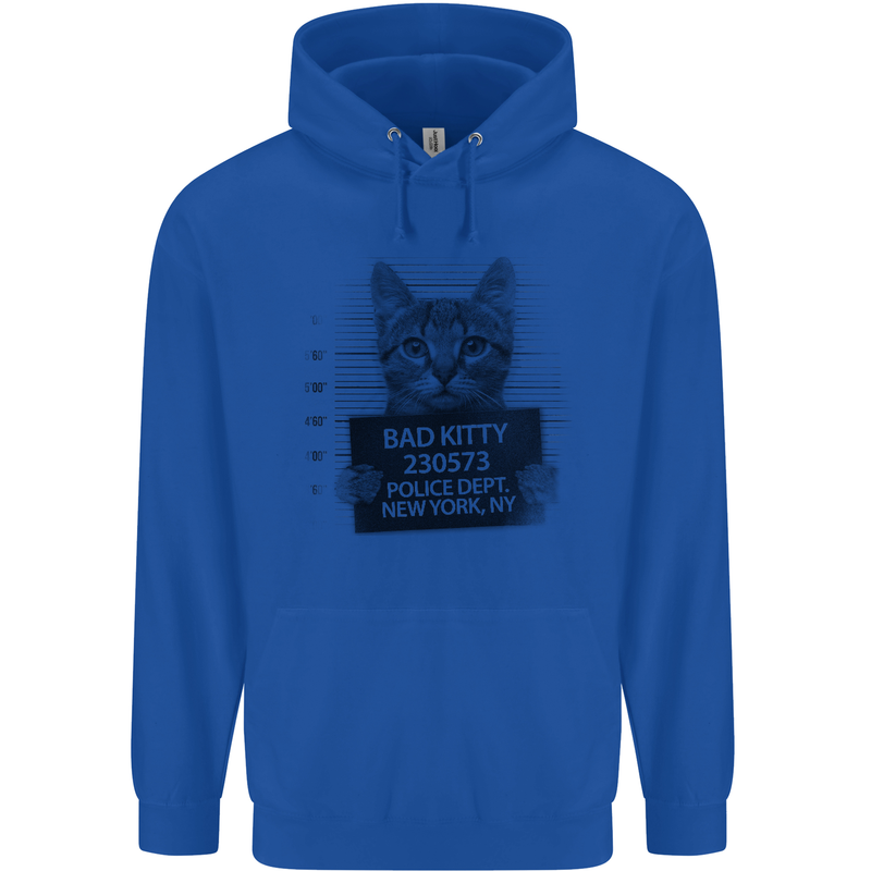 Bad Kitty New York City Police Dept. Mens 80% Cotton Hoodie Royal Blue