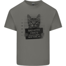 Bad Kitty New York City Police Dept. Mens Cotton T-Shirt Tee Top Charcoal