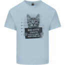 Bad Kitty New York City Police Dept. Mens Cotton T-Shirt Tee Top Light Blue