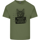 Bad Kitty New York City Police Dept. Mens Cotton T-Shirt Tee Top Military Green