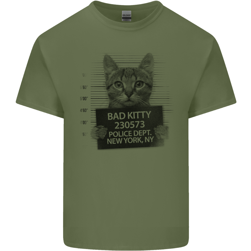 Bad Kitty New York City Police Dept. Mens Cotton T-Shirt Tee Top Military Green