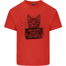 Bad Kitty New York City Police Dept. Mens Cotton T-Shirt Tee Top Red