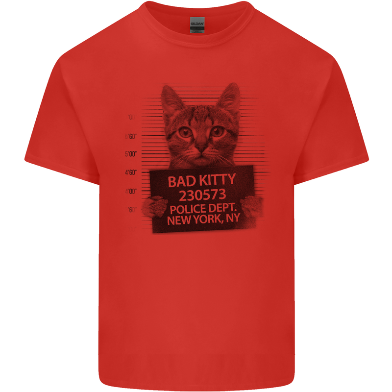 Bad Kitty New York City Police Dept. Mens Cotton T-Shirt Tee Top Red