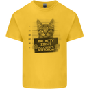 Bad Kitty New York City Police Dept. Mens Cotton T-Shirt Tee Top Yellow