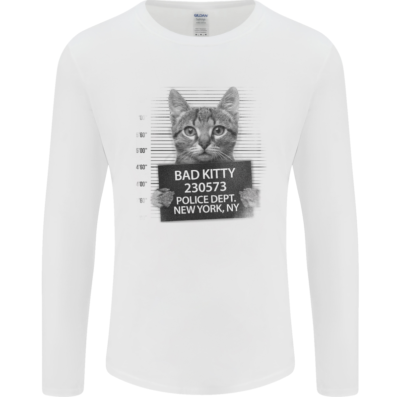Bad Kitty New York City Police Dept. Mens Long Sleeve T-Shirt White