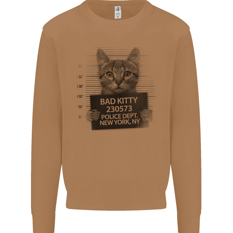 Bad Kitty New York City Police Dept. Mens Sweatshirt Jumper Caramel Latte