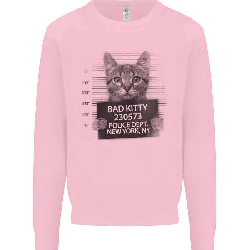 Bad Kitty New York City Police Dept. Mens Sweatshirt Jumper Light Pink