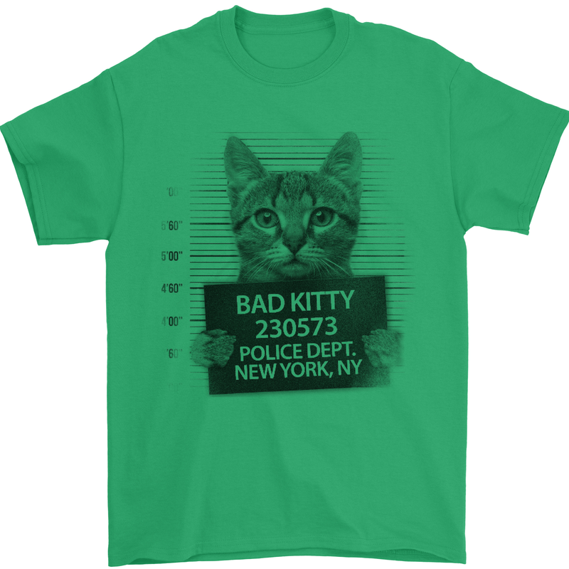 Bad Kitty New York City Police Dept. Mens T-Shirt Cotton Gildan Irish Green