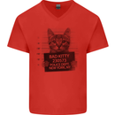 Bad Kitty New York City Police Dept. Mens V-Neck Cotton T-Shirt Red