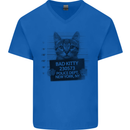 Bad Kitty New York City Police Dept. Mens V-Neck Cotton T-Shirt Royal Blue
