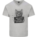 Bad Kitty New York City Police Dept. Mens V-Neck Cotton T-Shirt Sports Grey