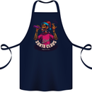 Bad Santa Claus Funny Skull Beer Alcohol Cotton Apron 100% Organic Navy Blue