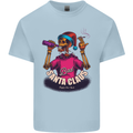 Bad Santa Claus Funny Skull Beer Alcohol Mens Cotton T-Shirt Tee Top Light Blue