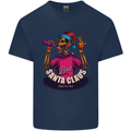 Bad Santa Claus Funny Skull Beer Alcohol Mens Cotton T-Shirt Tee Top Navy Blue