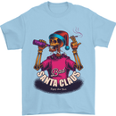 Bad Santa Claus Funny Skull Beer Alcohol Mens T-Shirt 100% Cotton Light Blue
