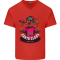 Bad Santa Claus Funny Skull Beer Alcohol Mens V-Neck Cotton T-Shirt Red
