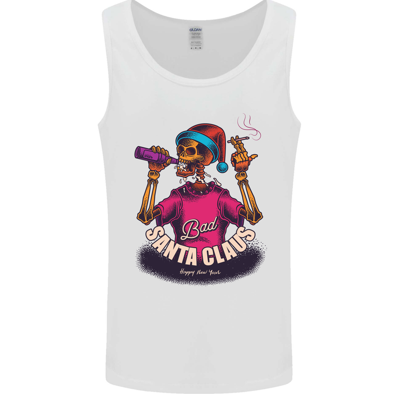 Bad Santa Claus Funny Skull Beer Alcohol Mens Vest Tank Top White