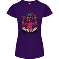 Bad Santa Claus Funny Skull Beer Alcohol Womens Petite Cut T-Shirt Purple