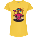 Bad Santa Claus Funny Skull Beer Alcohol Womens Petite Cut T-Shirt Yellow