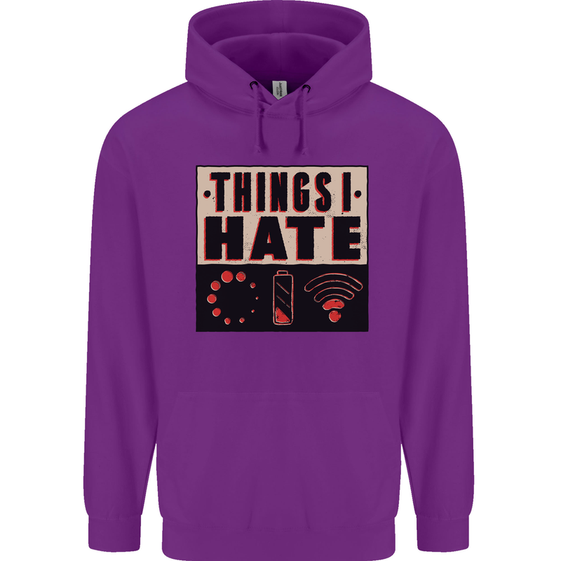 Bad Wifi Low Battery Lag Gaming Gamer Phone Childrens Kids Hoodie Purple