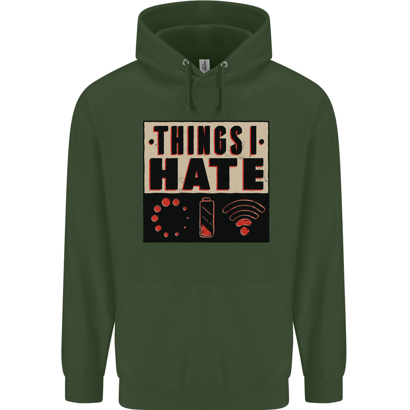 Bad Wifi Low Battery Lag Gaming Gamer Phone Mens 80% Cotton Hoodie Forest Green