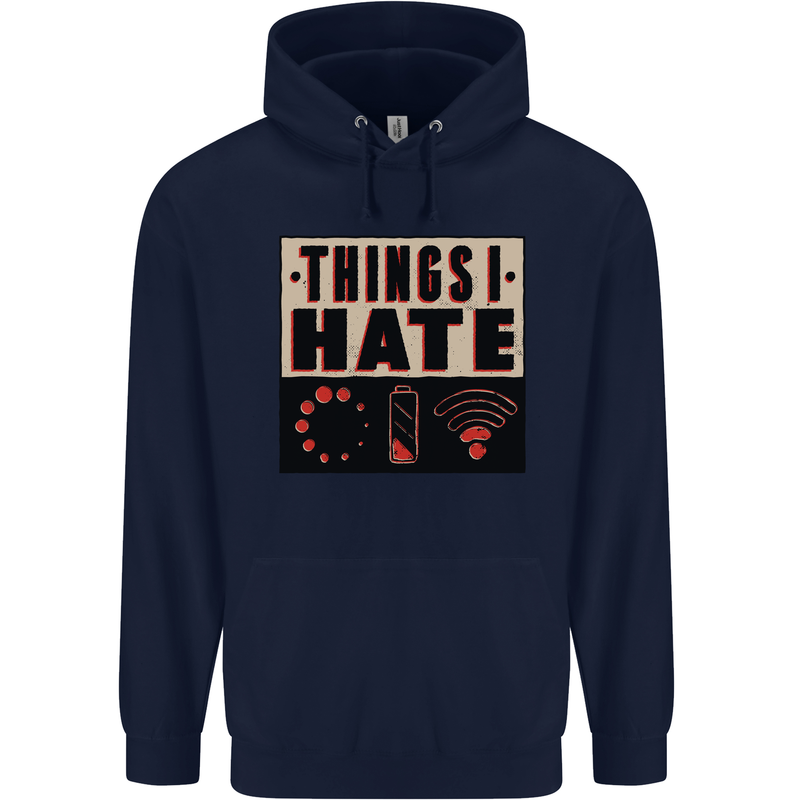 Bad Wifi Low Battery Lag Gaming Gamer Phone Mens 80% Cotton Hoodie Navy Blue