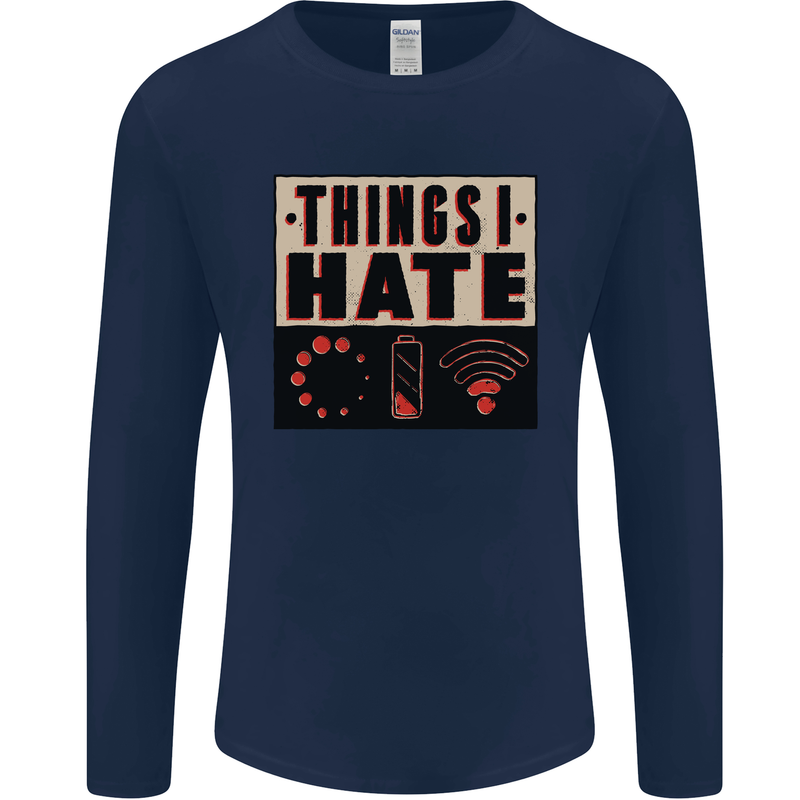 Bad Wifi Low Battery Lag Gaming Gamer Phone Mens Long Sleeve T-Shirt Navy Blue