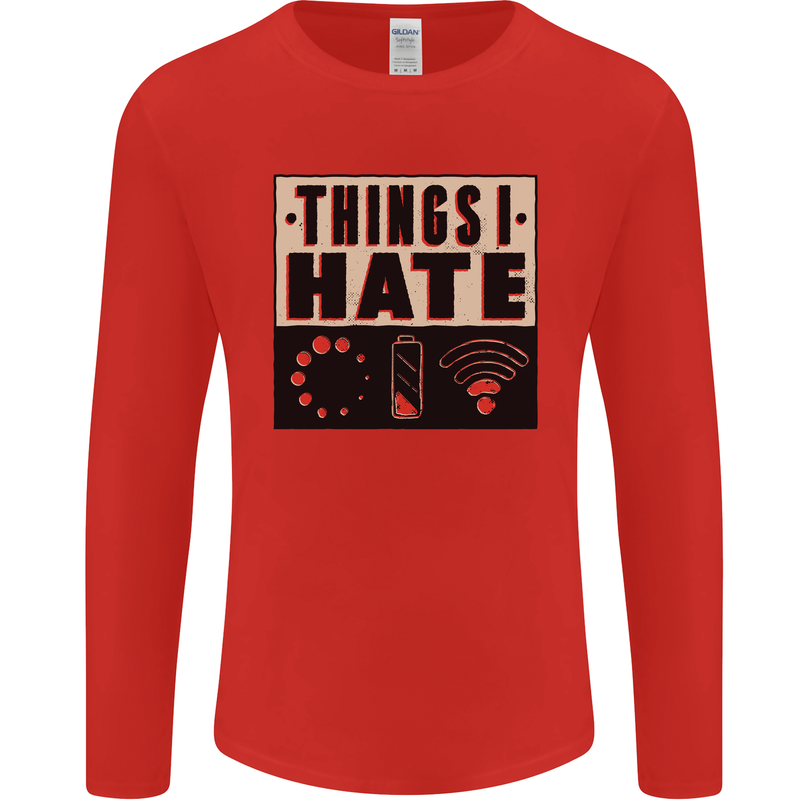 Bad Wifi Low Battery Lag Gaming Gamer Phone Mens Long Sleeve T-Shirt Red