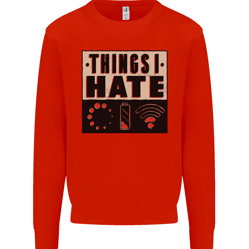 Bad Wifi Low Battery Lag Gaming Gamer Phone Mens Sweatshirt Jumper Bright Red