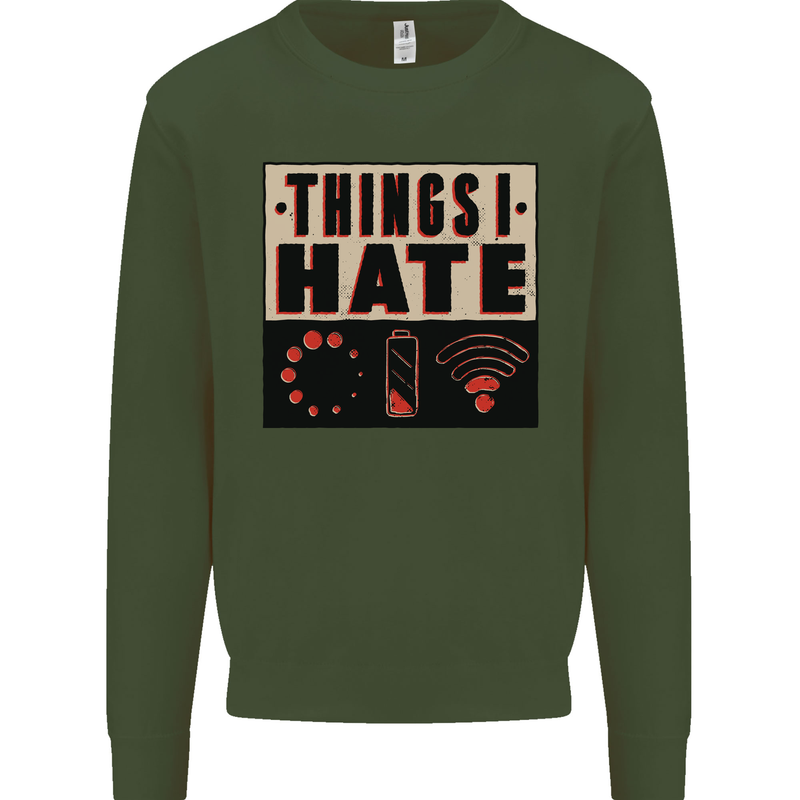 Bad Wifi Low Battery Lag Gaming Gamer Phone Mens Sweatshirt Jumper Forest Green