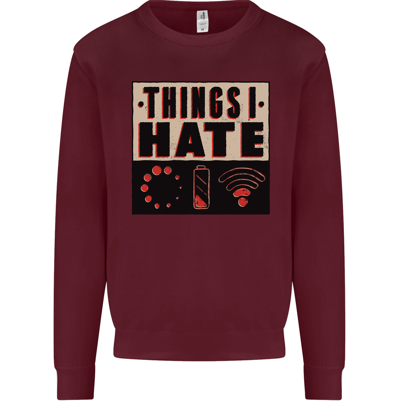 Bad Wifi Low Battery Lag Gaming Gamer Phone Mens Sweatshirt Jumper Maroon