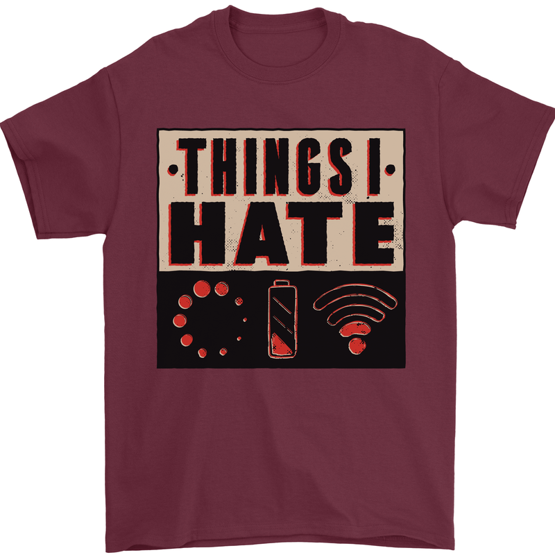 Bad Wifi Low Battery Lag Gaming Gamer Phone Mens T-Shirt Cotton Gildan Maroon