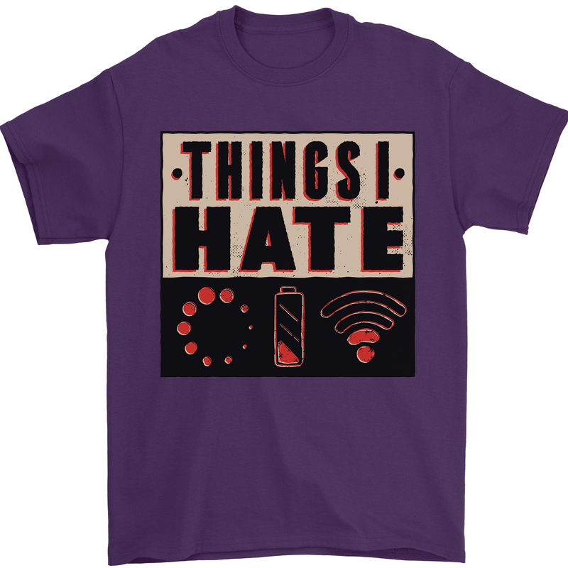 Bad Wifi Low Battery Lag Gaming Gamer Phone Mens T-Shirt Cotton Gildan Purple