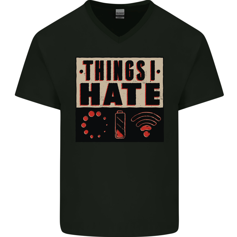 Bad Wifi Low Battery Lag Gaming Gamer Phone Mens V-Neck Cotton T-Shirt Black