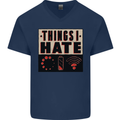 Bad Wifi Low Battery Lag Gaming Gamer Phone Mens V-Neck Cotton T-Shirt Navy Blue