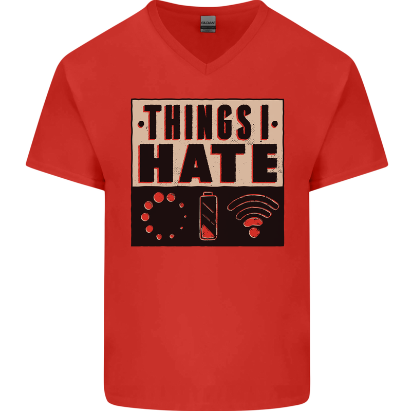 Bad Wifi Low Battery Lag Gaming Gamer Phone Mens V-Neck Cotton T-Shirt Red