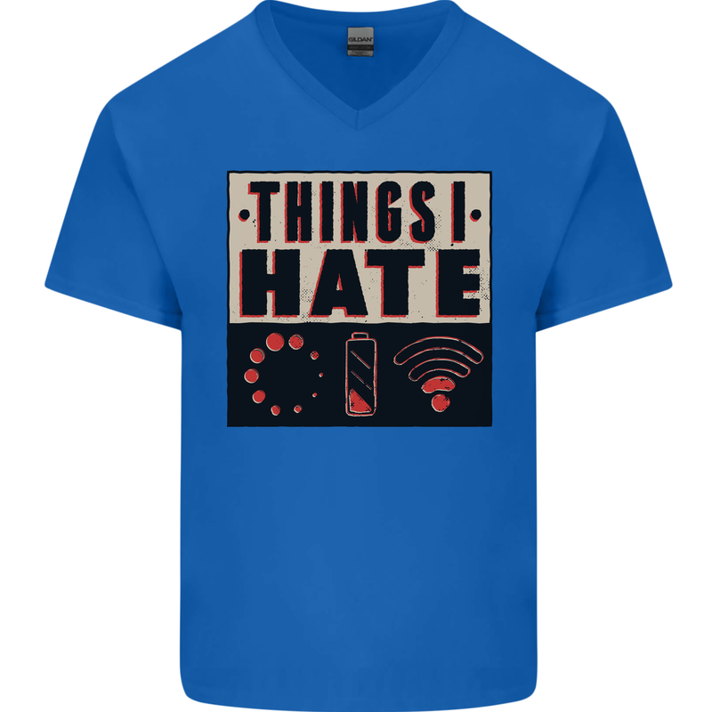 Bad Wifi Low Battery Lag Gaming Gamer Phone Mens V-Neck Cotton T-Shirt Royal Blue
