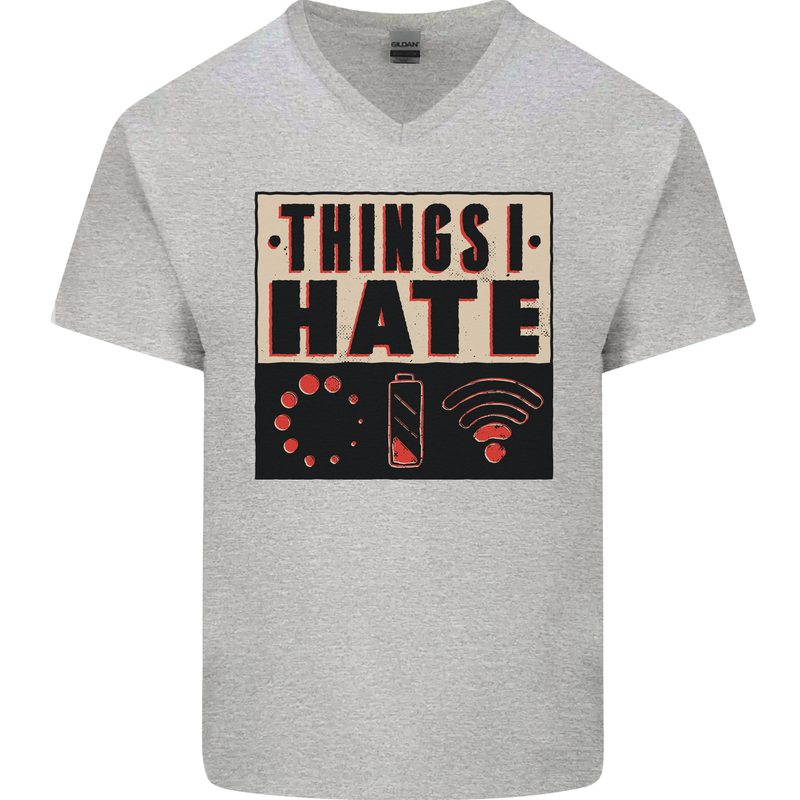 Bad Wifi Low Battery Lag Gaming Gamer Phone Mens V-Neck Cotton T-Shirt Sports Grey