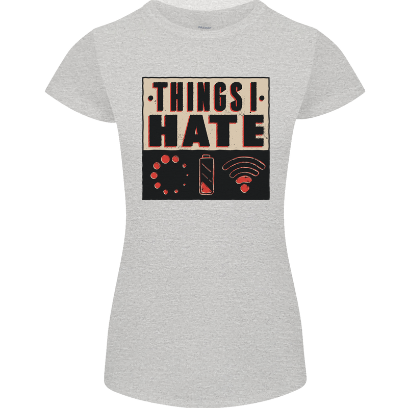 Bad Wifi Low Battery Lag Gaming Gamer Phone Womens Petite Cut T-Shirt Sports Grey