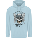 Bad to the Bone Biker Skull Angel Motorbike Childrens Kids Hoodie Light Blue