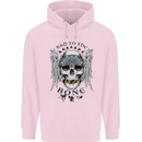 Bad to the Bone Biker Skull Angel Motorbike Childrens Kids Hoodie Light Pink
