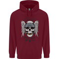Bad to the Bone Biker Skull Angel Motorbike Childrens Kids Hoodie Maroon