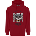 Bad to the Bone Biker Skull Angel Motorbike Childrens Kids Hoodie Red