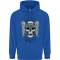 Bad to the Bone Biker Skull Angel Motorbike Childrens Kids Hoodie Royal Blue