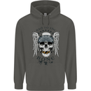 Bad to the Bone Biker Skull Angel Motorbike Childrens Kids Hoodie Storm Grey
